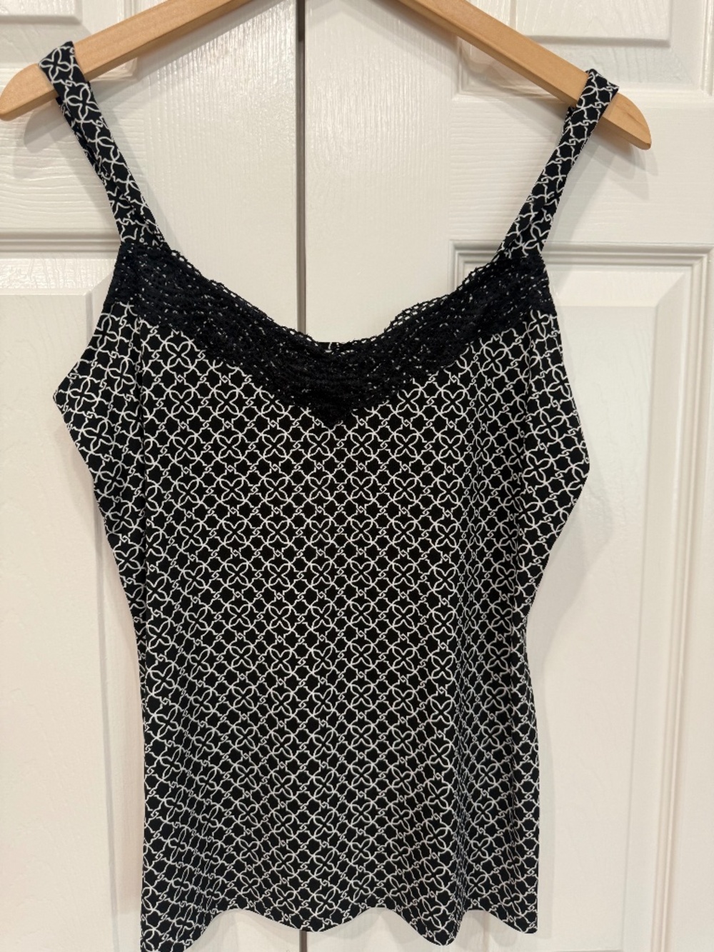 White House Black Market Black and White Lace Tank Top